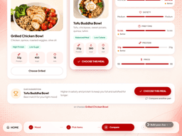 Easypick side-by-side meal comparison screen with recommendation scores